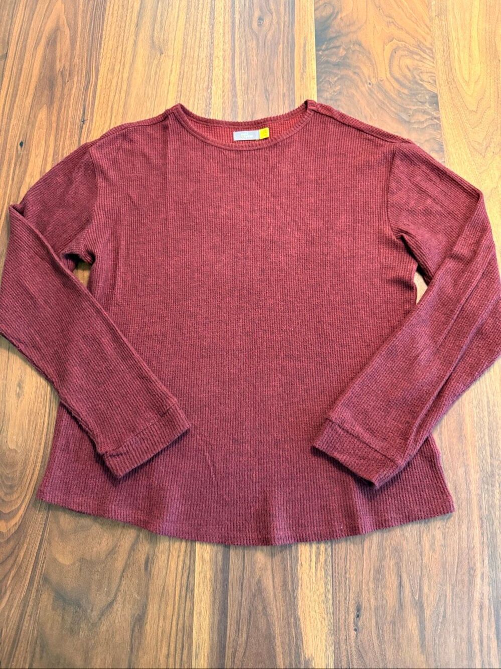 Rumi + Ryder Boys Maroon Thermal Waffle Knit Crewneck Long Sleeve T-Shirt Sz XL